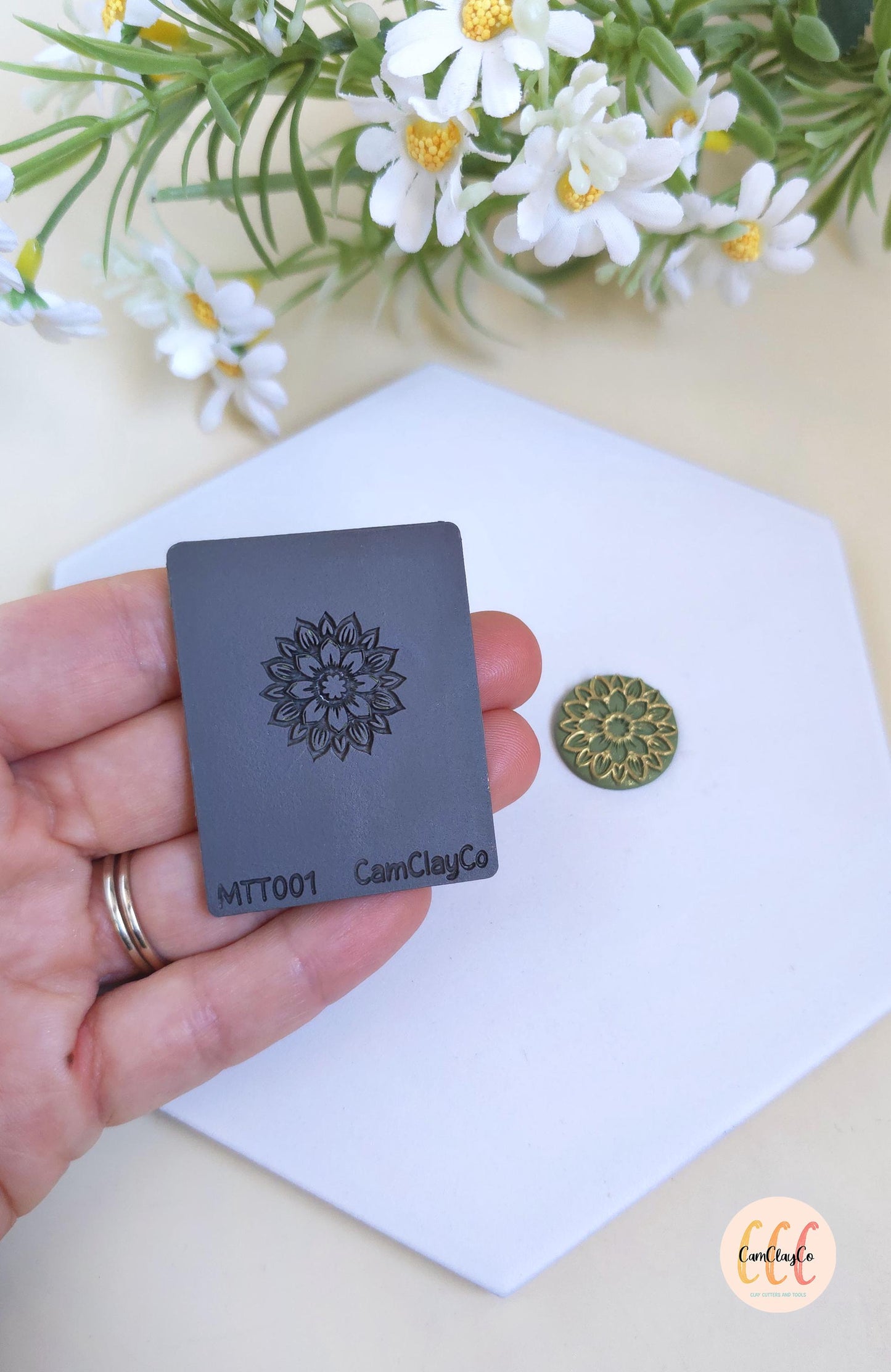 Mini tapis de texture, fleur tournesol, création de bijoux en argile polymère - MTT01