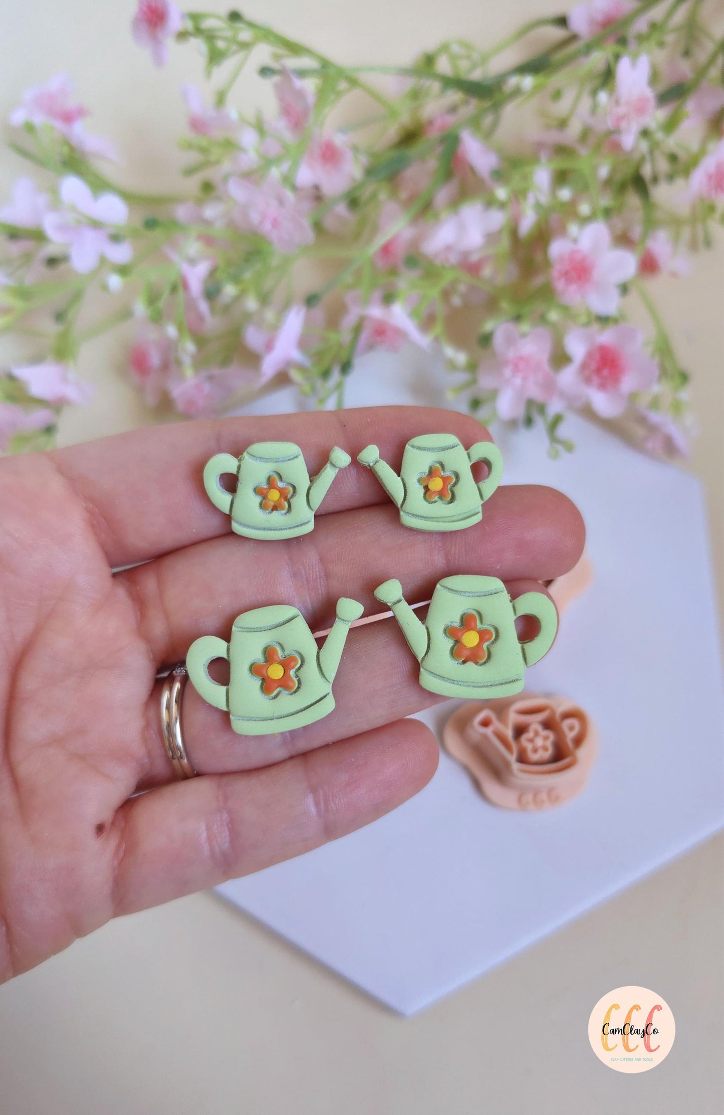 Emporte-pièces 3D en forme d'arrosoirs avec fleurs pour la fabrication de bijoux en argile polymère, créoles interchangeables, pampilles
