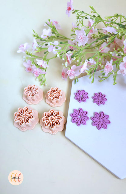 Emporte-pièces 3D fleurs 8 pétales pointus estampés pour la fabrication de bijoux en argile polymère, créoles interchangeables, pampilles