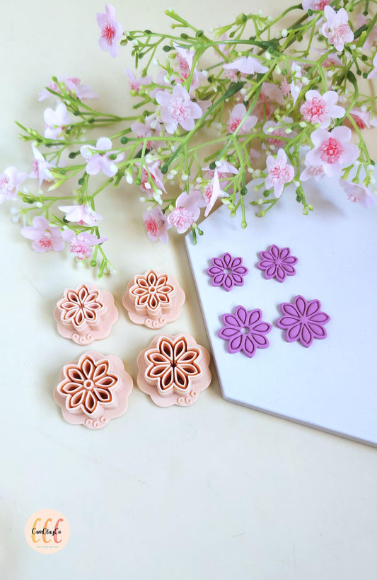 Emporte-pièces 3D fleurs 8 pétales pointus estampés pour la fabrication de bijoux en argile polymère, créoles interchangeables, pampilles