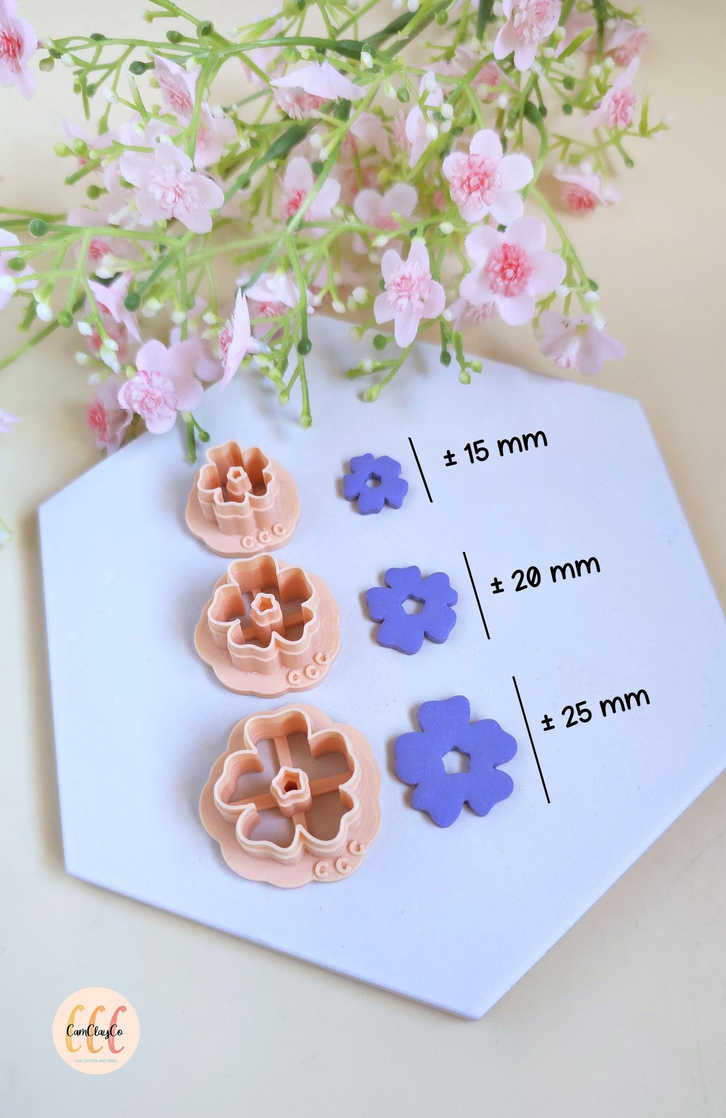Emporte-pièces 3D fleurs organiques 5 pétales doubles pour la fabrication de bijoux en argile polymère, créoles interchangeables, pampilles