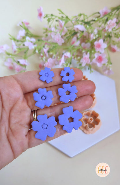 Emporte-pièces 3D fleurs organiques 5 pétales doubles pour la fabrication de bijoux en argile polymère, créoles interchangeables, pampilles