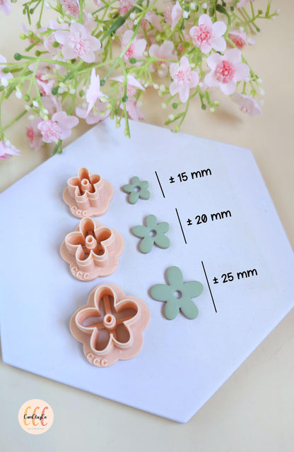 Emporte-pièces 3D fleurs organiques 5 pétales ronds pour la fabrication de bijoux en argile polymère, créoles interchangeables, pampilles