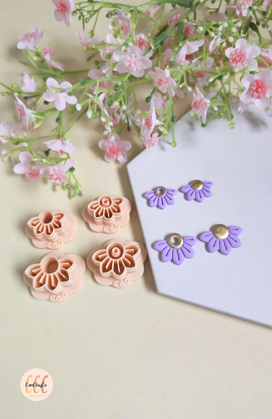 Emporte-pièces 3D en forme de demies-fleurs pour la fabrication de bijoux en argile polymère, créoles interchangeables, pampilles