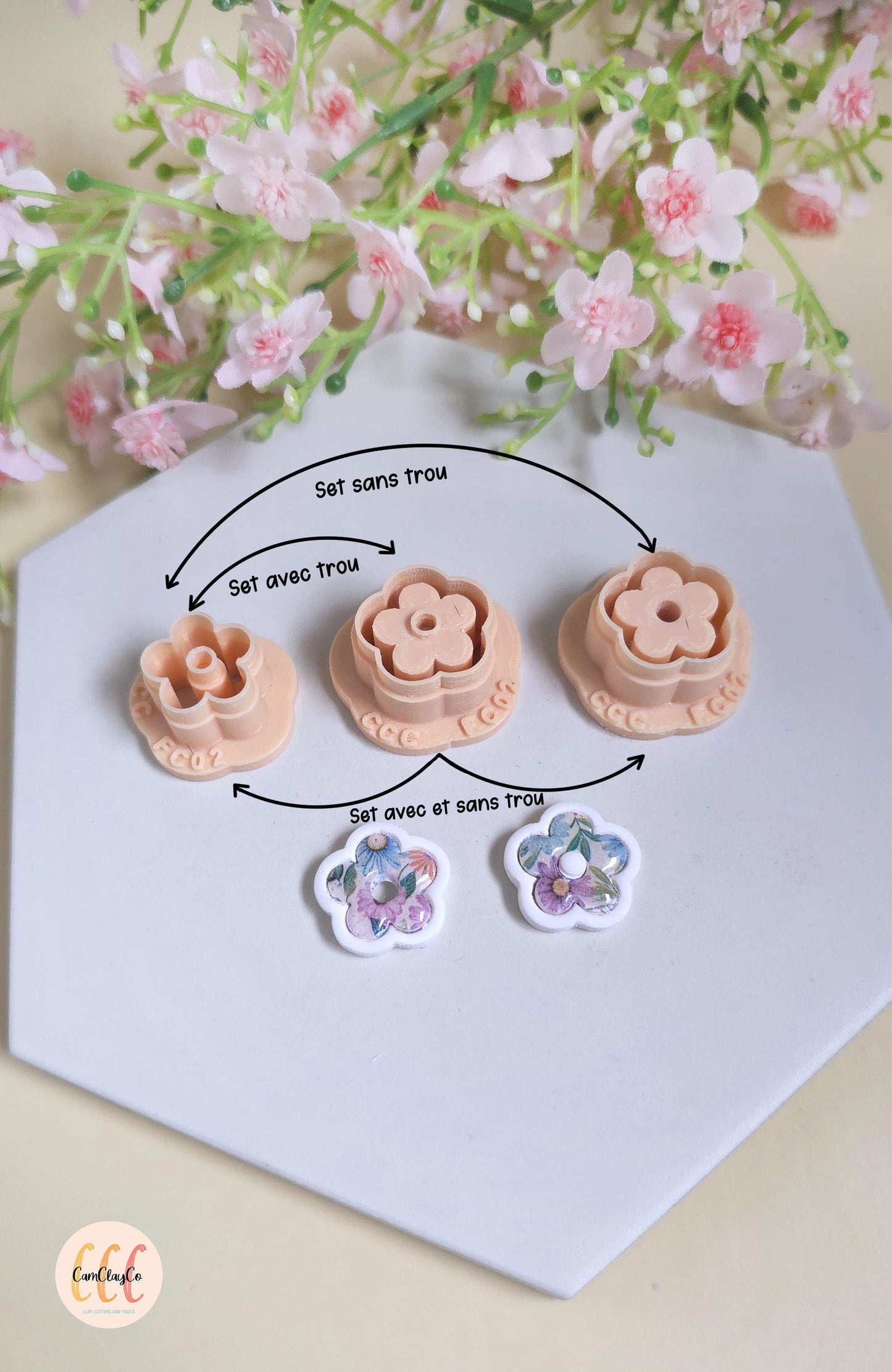 Emporte-pièces 3D fleurs donuts bases et intérieurs pour la fabrication de bijoux en argile polymère, créoles interchangeables, pampilles
