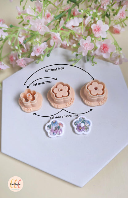 Emporte-pièces 3D fleurs donuts bases et intérieurs pour la fabrication de bijoux en argile polymère, créoles interchangeables, pampilles