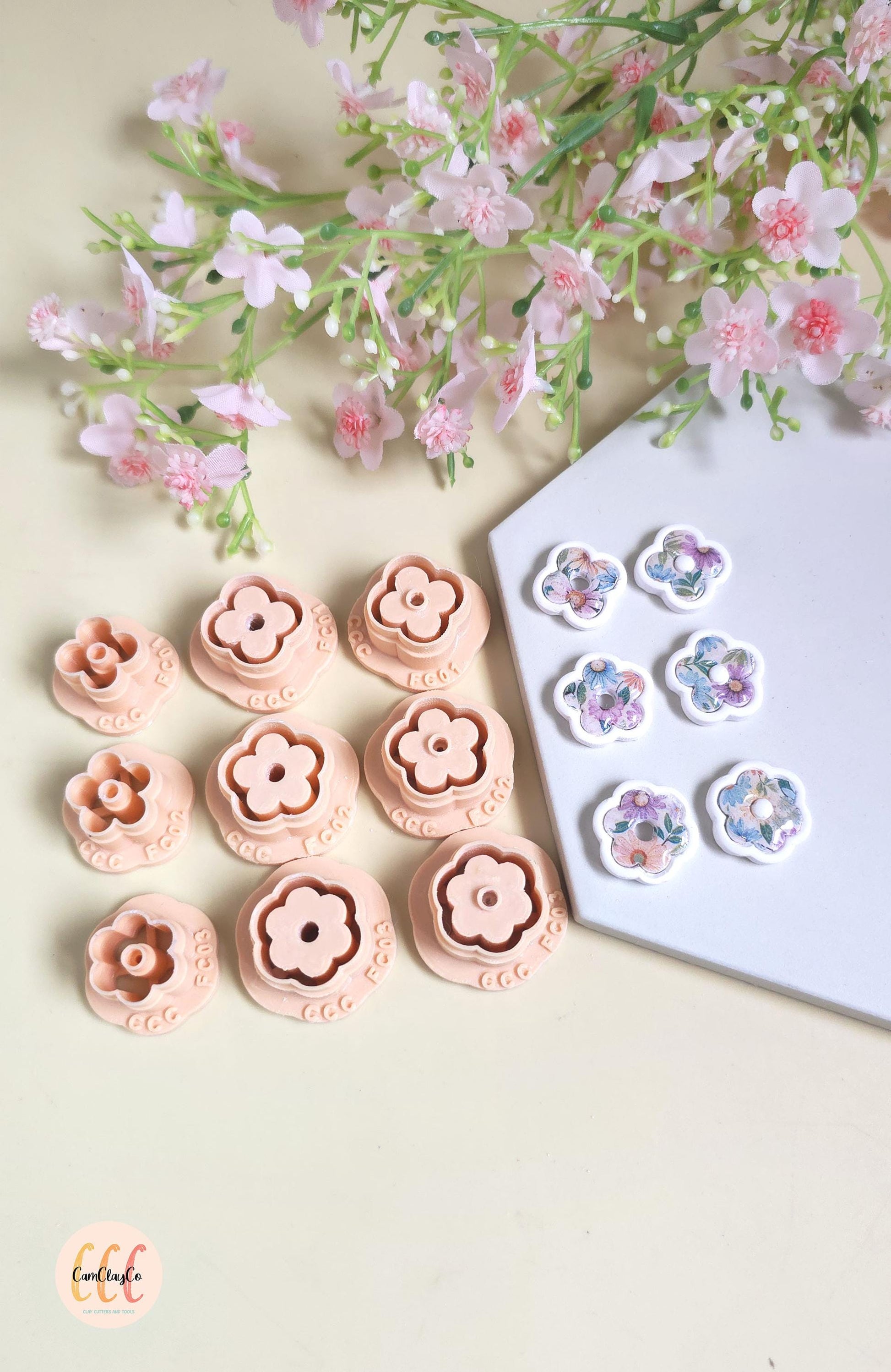 Emporte-pièces 3D fleurs donuts bases et intérieurs pour la fabrication de bijoux en argile polymère, créoles interchangeables, pampilles