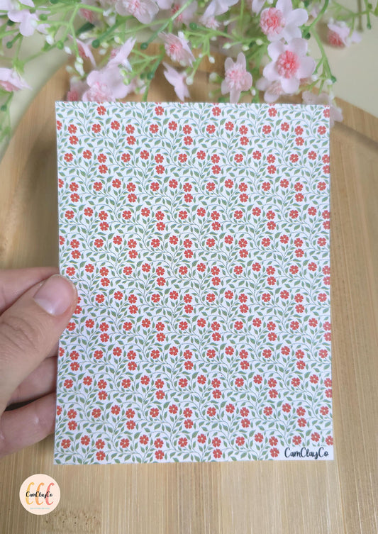 Feuille de transfert soluble à l'eau - Fleurs feuilles 01