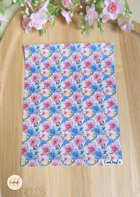 Feuille de transfert soluble à l'eau - Pastel flowers 03