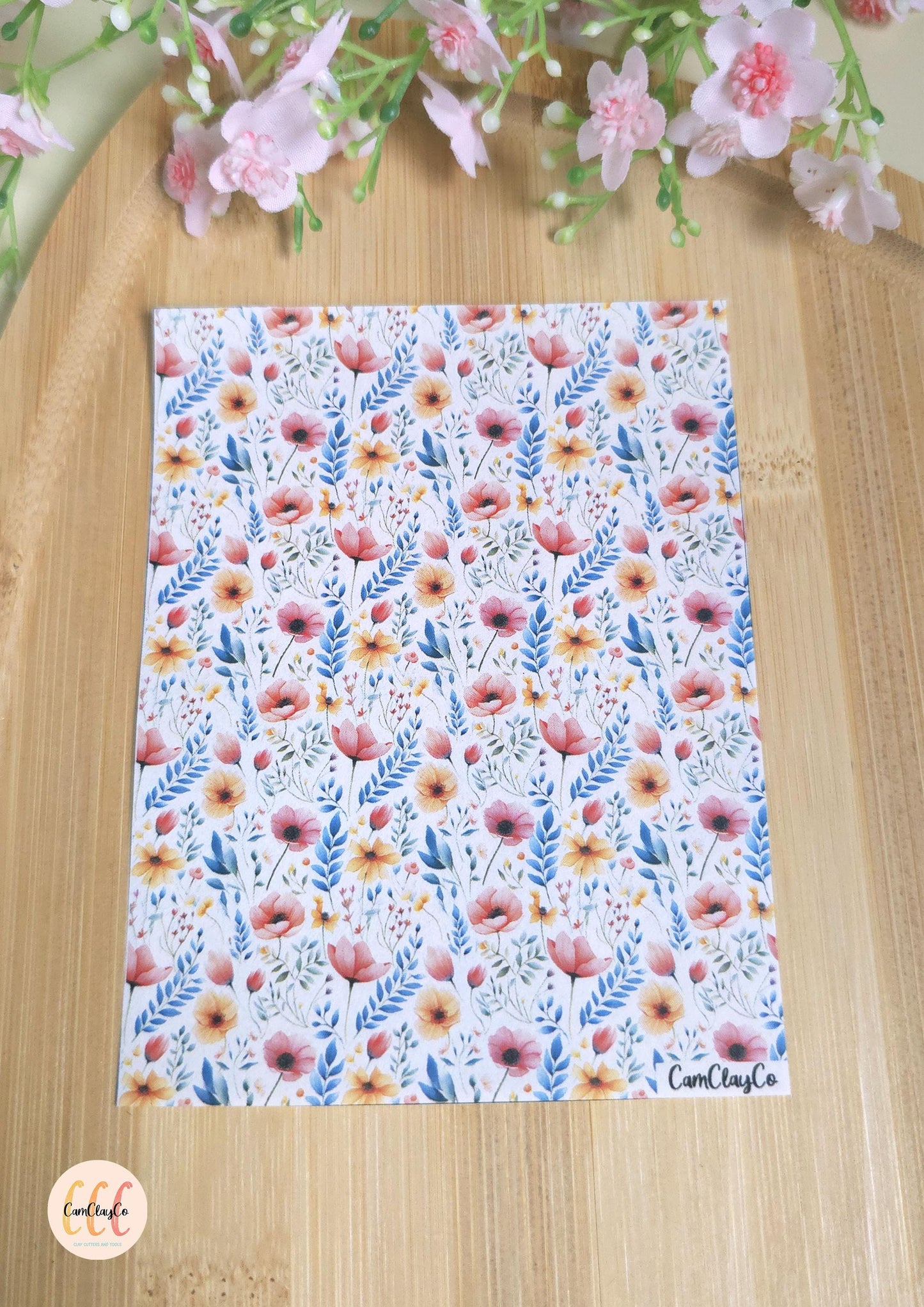 Feuille de transfert soluble à l'eau - Pastel flowers 05