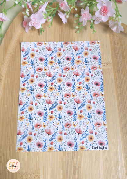 Feuille de transfert soluble à l'eau - Pastel flowers 05