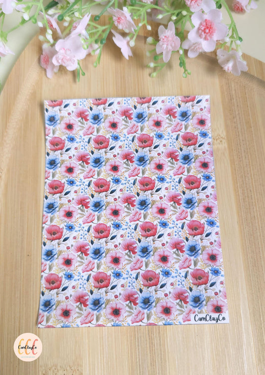 Feuille de transfert soluble à l'eau - Pastel flowers 08