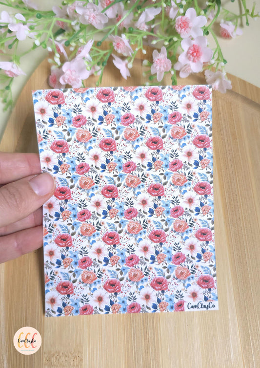 Feuille de transfert soluble à l'eau - Pastel flowers 010
