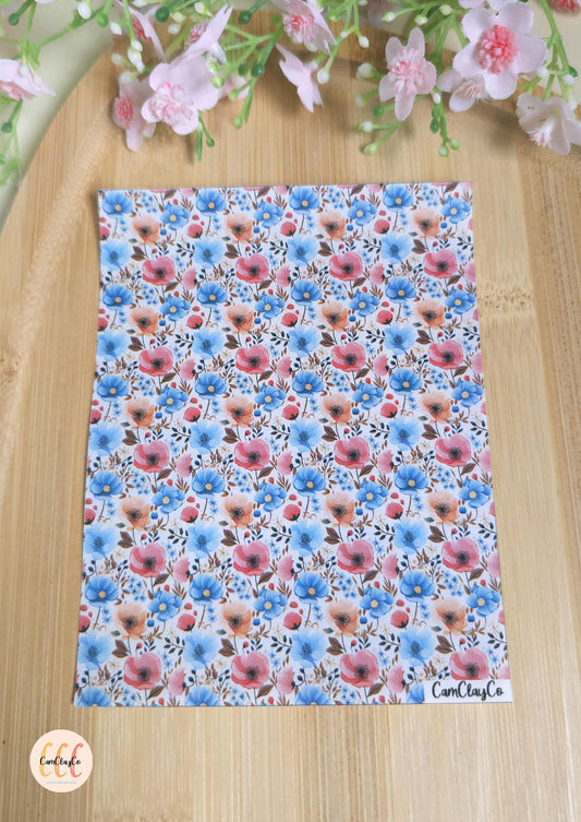 Feuille de transfert soluble à l'eau - Pastel flowers 011