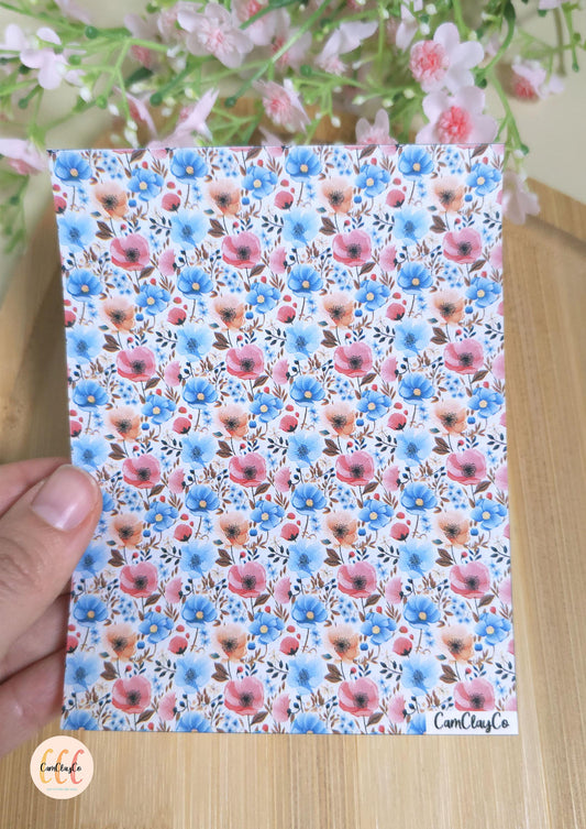 Feuille de transfert soluble à l'eau - Pastel flowers 011