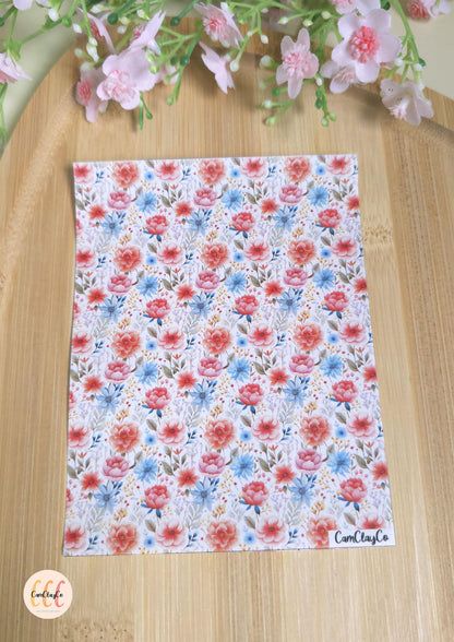 Feuille de transfert soluble à l'eau - Pastel flowers 012