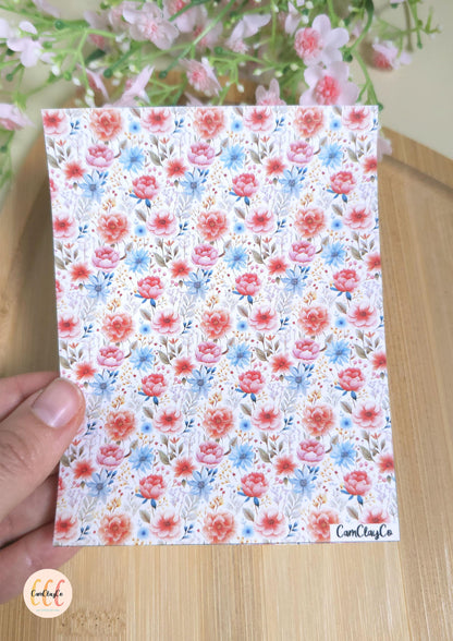 Feuille de transfert soluble à l'eau - Pastel flowers 012