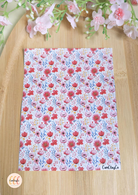 Feuille de transfert soluble à l'eau - Pastel flowers 014