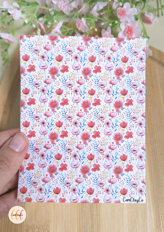 Feuille de transfert soluble à l'eau - Pastel flowers 014