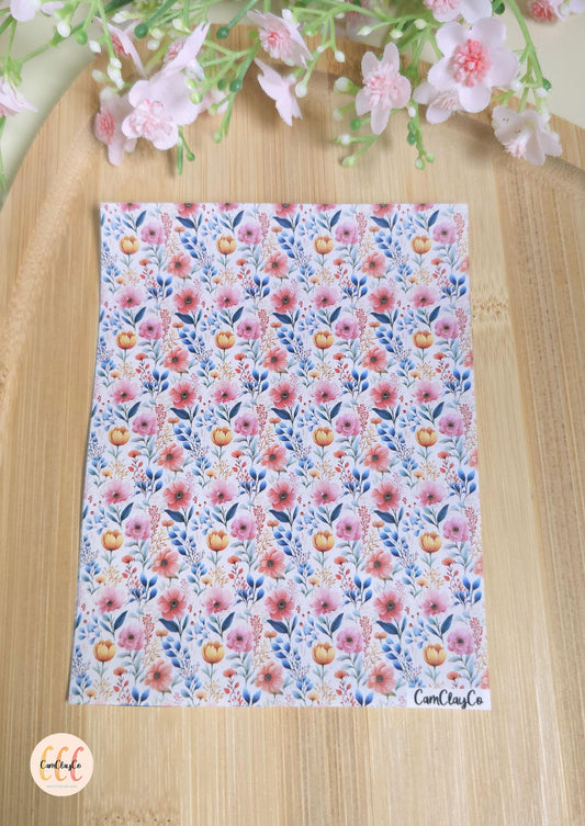 Feuille de transfert soluble à l'eau - Pastel flowers 016