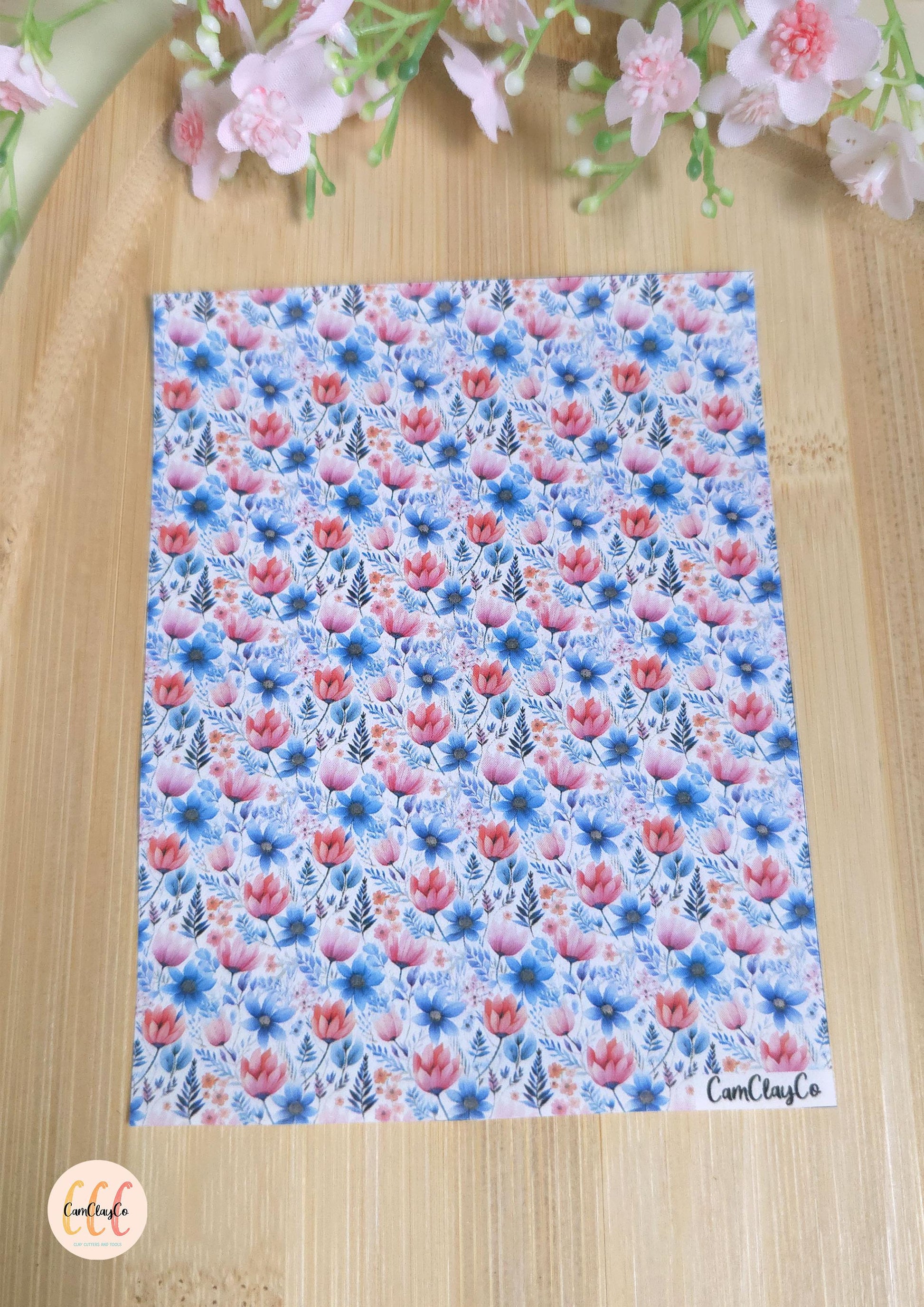 Feuille de transfert soluble à l'eau - Pastel flowers 017