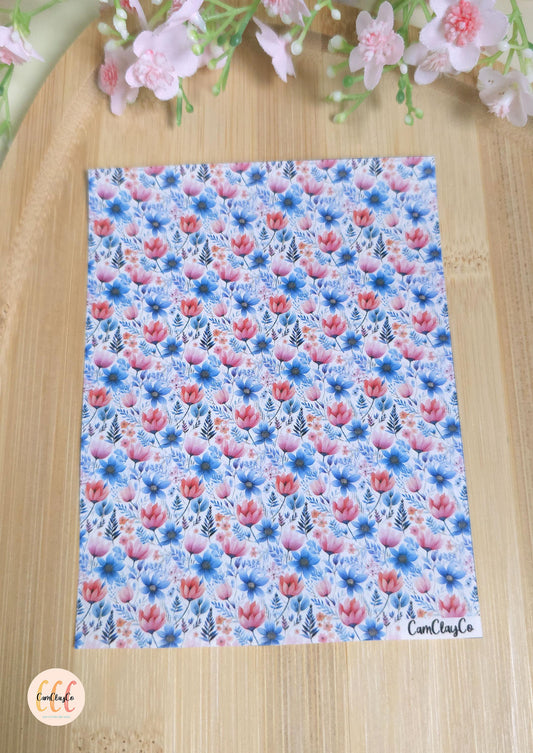 Feuille de transfert soluble à l'eau - Pastel flowers 017