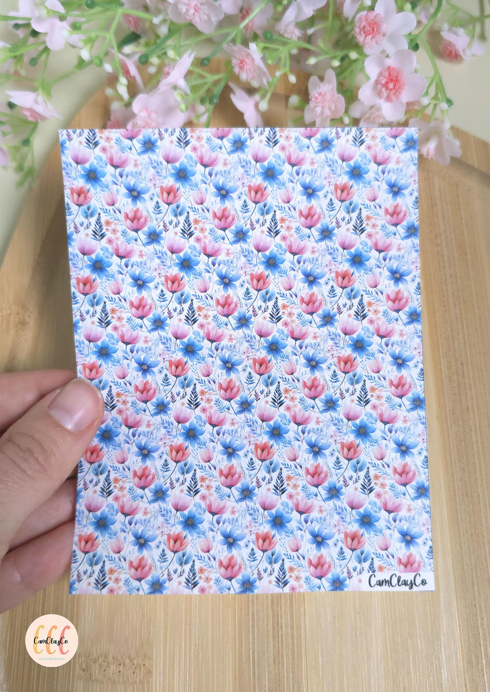 Feuille de transfert soluble à l'eau - Pastel flowers 017