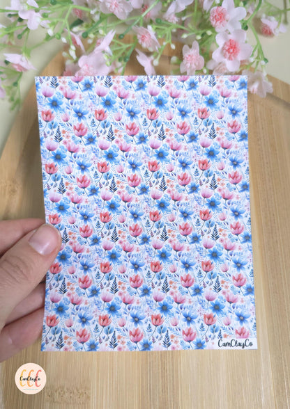 Feuille de transfert soluble à l'eau - Pastel flowers 017