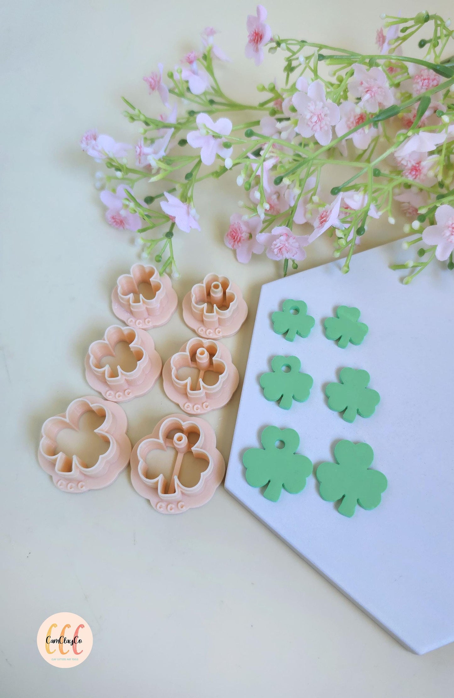 Emporte-pièces 3D en forme de trèfles 3 feuilles pour la fabrication de bijoux en argile polymère, créoles interchangeables, pampilles