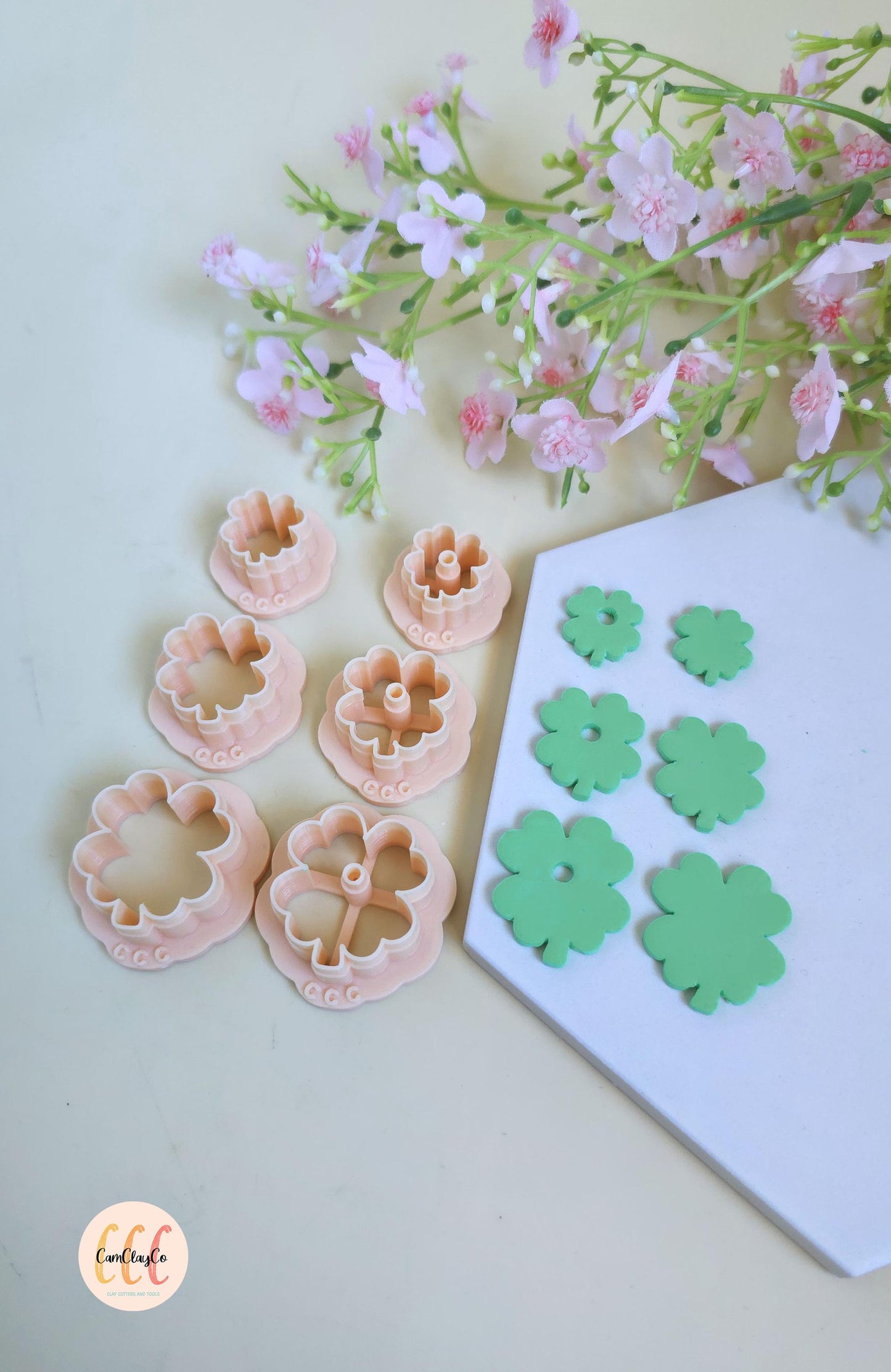 Emporte-pièces 3D en forme de trèfles 4 feuilles pour la fabrication de bijoux en argile polymère, créoles interchangeables, pampilles