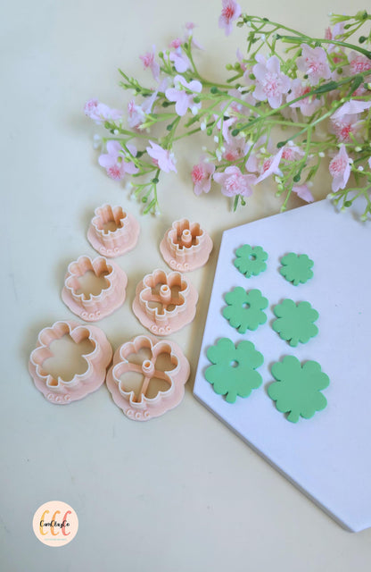 Emporte-pièces 3D en forme de trèfles 4 feuilles pour la fabrication de bijoux en argile polymère, créoles interchangeables, pampilles