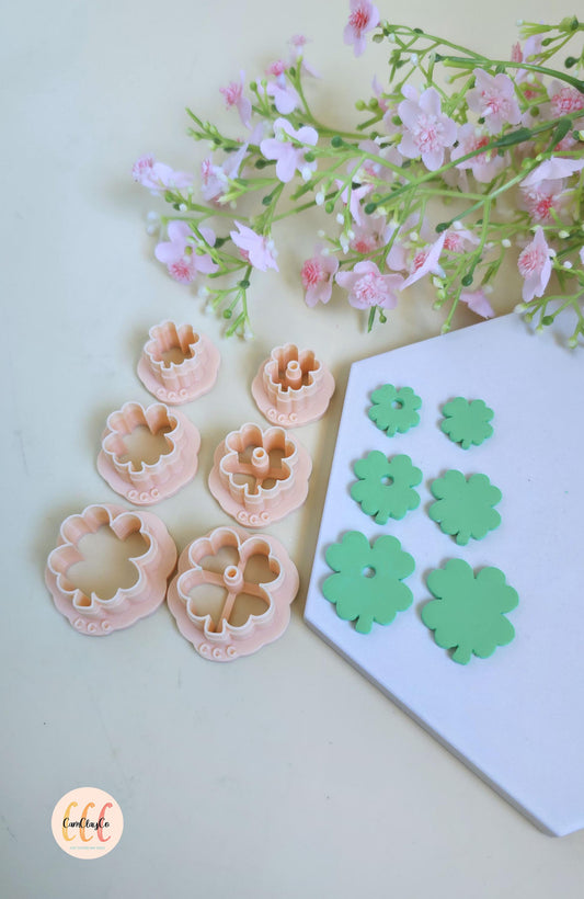 Emporte-pièces 3D en forme de trèfles 4 feuilles pour la fabrication de bijoux en argile polymère, créoles interchangeables, pampilles