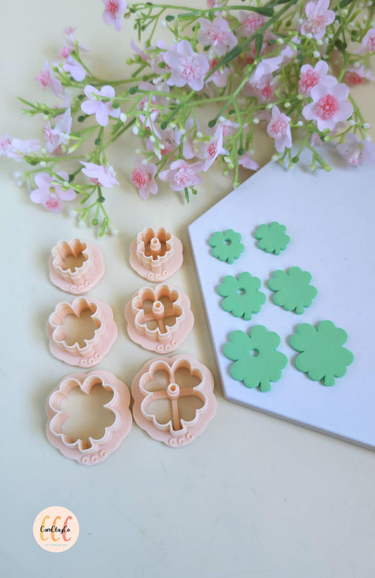 Emporte-pièces 3D en forme de trèfles 4 feuilles pour la fabrication de bijoux en argile polymère, créoles interchangeables, pampilles