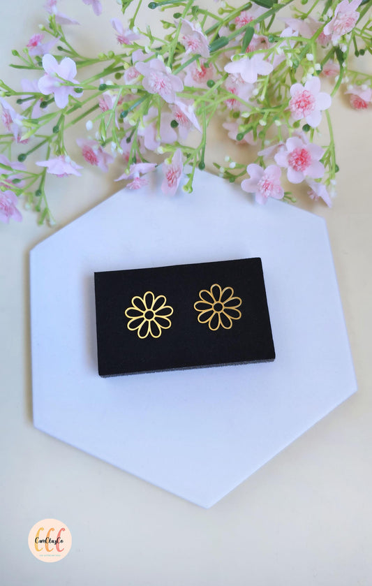 Breloques cadres fleurs 20 mm en acier inoxydable pour la fabrication de bijoux, doré et argenté - 2 pièces