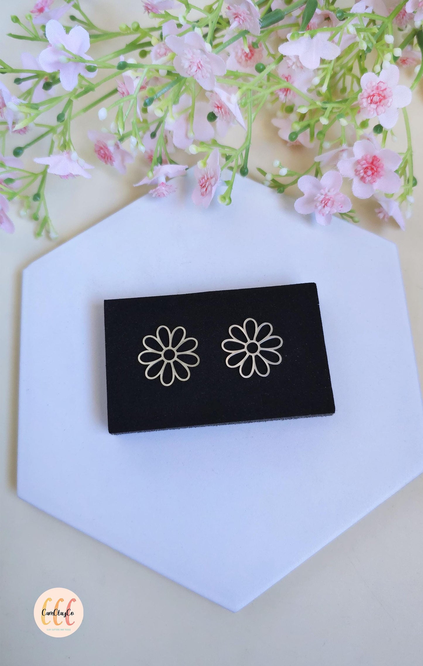 Breloques cadres fleurs 20 mm en acier inoxydable pour la fabrication de bijoux, doré et argenté - 2 pièces