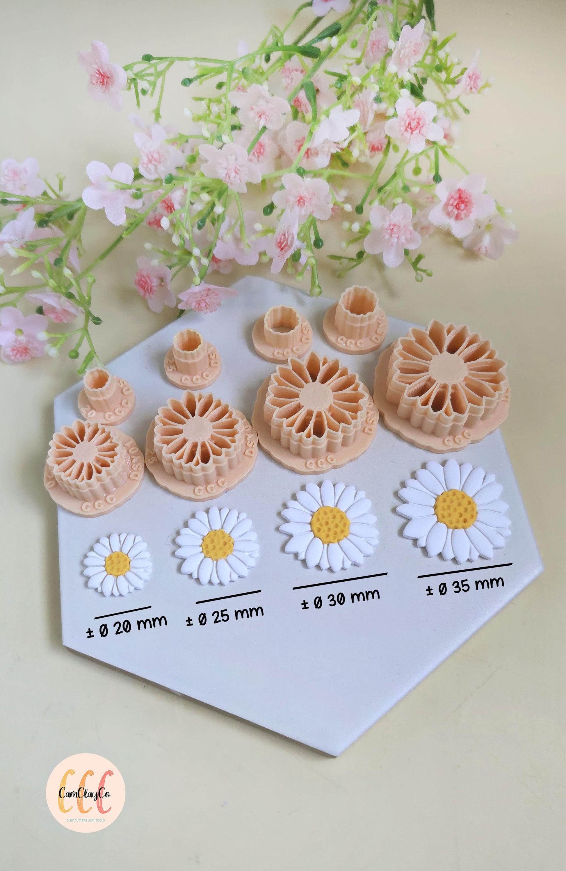 Emporte-pièces 3D en forme de marguerites détaillées pour la fabrication de bijoux en argile polymère