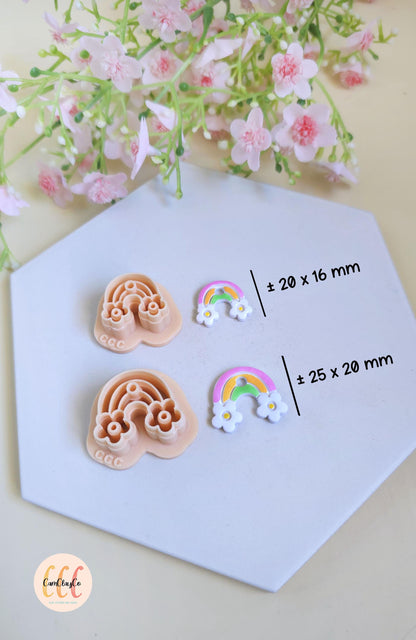 Emporte-pièces 3D en forme d'arc-en-ciel fleurs pour la fabrication de bijoux en argile polymère, créoles interchangeables, pampilles