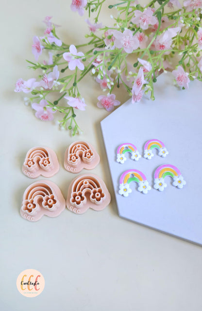 Emporte-pièces 3D en forme d'arc-en-ciel fleurs pour la fabrication de bijoux en argile polymère, créoles interchangeables, pampilles