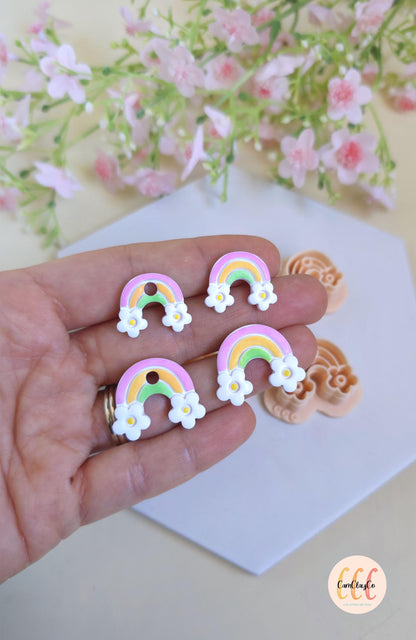 Emporte-pièces 3D en forme d'arc-en-ciel fleurs pour la fabrication de bijoux en argile polymère, créoles interchangeables, pampilles