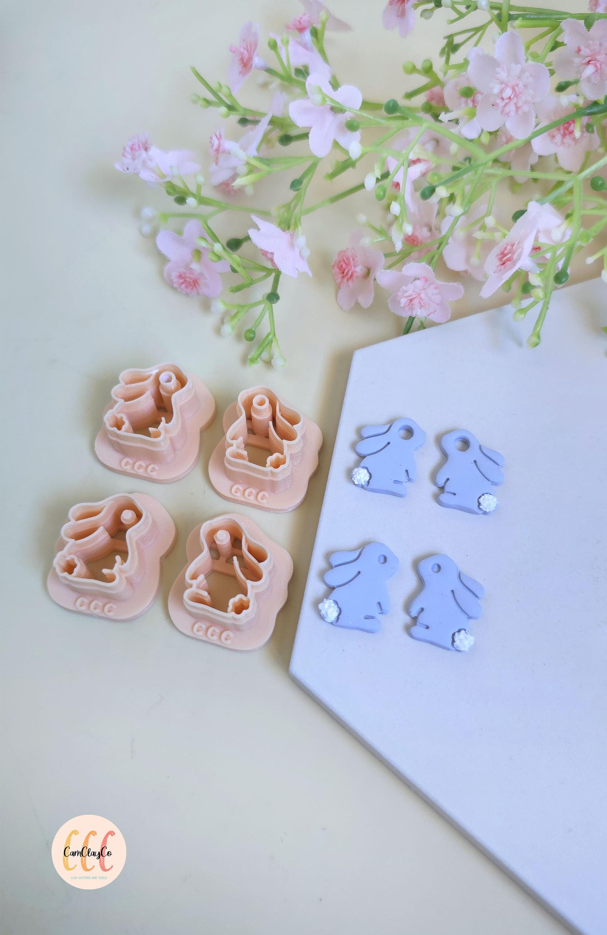 Emporte-pièces 3D en forme de lapins pour la fabrication de bijoux en argile polymère, créoles interchangeables, pampilles