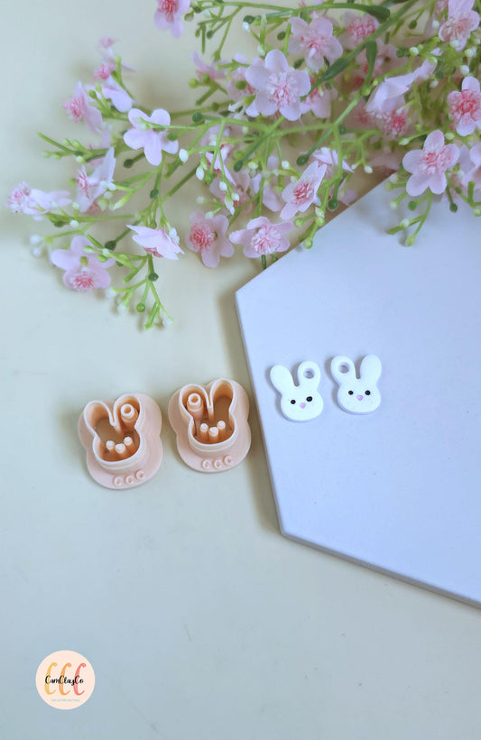 Emporte-pièces 3D en forme de têtes de lapins pour la fabrication de bijoux en argile polymère, créoles interchangeables, pampilles