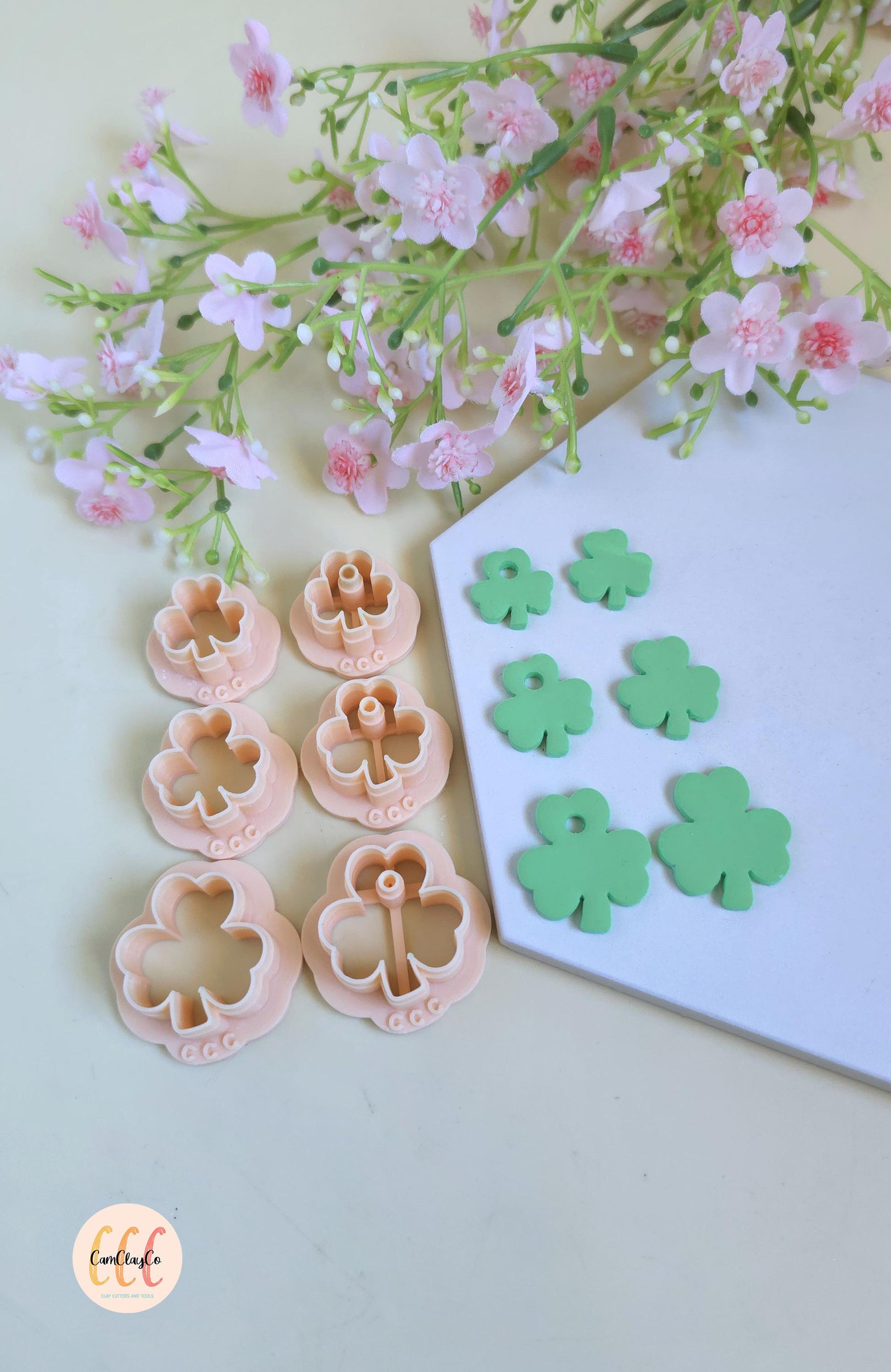 Emporte-pièces 3D en forme de trèfles 3 feuilles pour la fabrication de bijoux en argile polymère, créoles interchangeables, pampilles