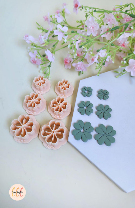 Emporte-pièces trèfles 4 feuilles détails intérieurs pour la fabrication de bijoux en argile polymère, créoles interchangeables, pampilles