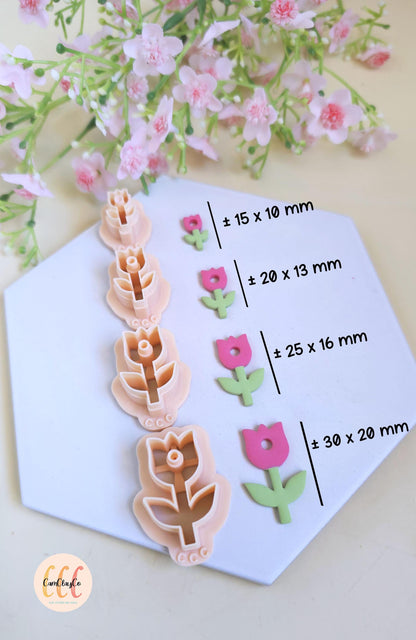 Emporte-pièces 3D tulipes tiges avec trous pour la fabrication de bijoux en argile polymère, pampilles, créoles interchangeables