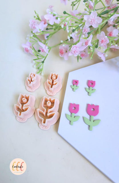 Emporte-pièces 3D tulipes tiges avec trous pour la fabrication de bijoux en argile polymère, pampilles, créoles interchangeables