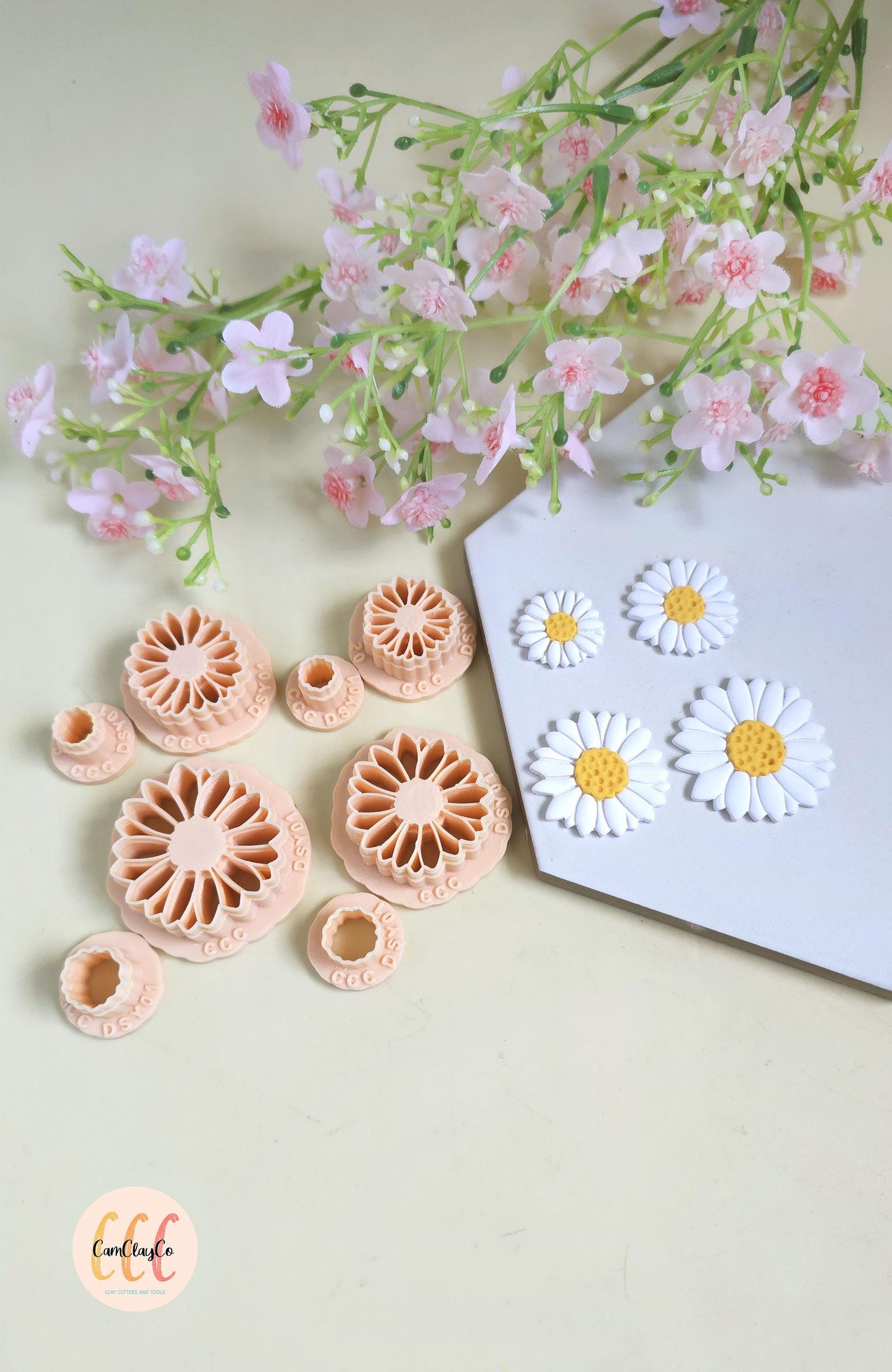 Emporte-pièces 3D en forme de marguerites détaillées pour la fabrication de bijoux en argile polymère
