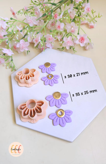 Emporte-pièces 3D en forme de demies-fleurs pour la fabrication de bijoux en argile polymère, créoles interchangeables, pampilles