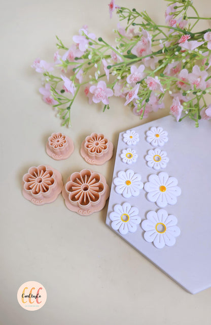 Emporte-pièces 3D en forme de marguerites 8 pétales pour la fabrication de bijoux en argile polymère, créoles interchangeables, pampilles
