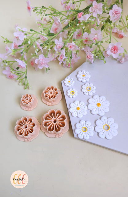 Emporte-pièces 3D en forme de marguerites 8 pétales pour la fabrication de bijoux en argile polymère, créoles interchangeables, pampilles