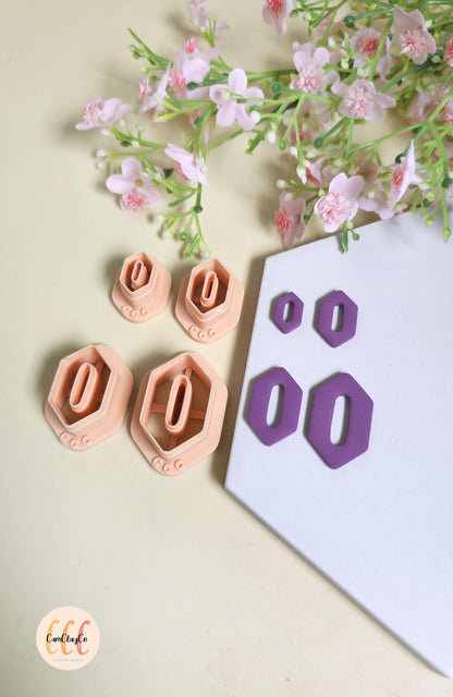 Emporte-pièces hexagones allongés trous ovales pour la fabrication de bijoux en argile polymère, créoles interchangeables, pampilles